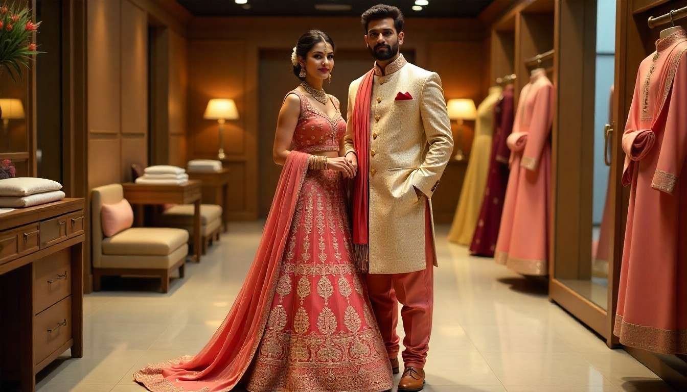 2025 Wedding Guide Coordinate Groom Outfits & Bridal Lehengas Colour, Fabric & Accessory Tips