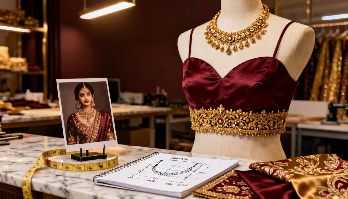 Designer Blouse for Heavy Jewellery How to Engineer Your Blouse for Embellished Necklace Support