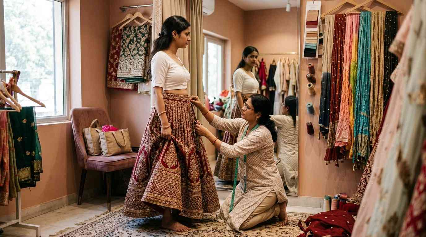 Lehenga for Brides with Short Torso Proportion Tricks